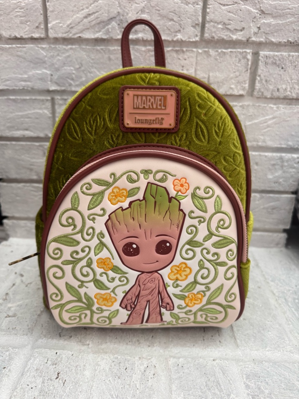 Loungefly Olive & Blush Baby Groot Floral Mini Backpack